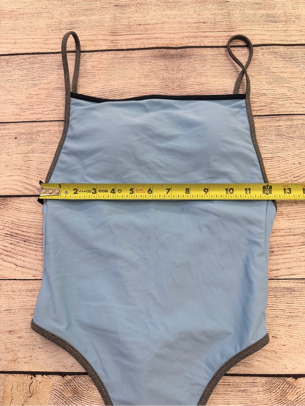 Aerie Light Blue One-Piece Swimsuit with Grey Trim - Small - Picture 5 of 6